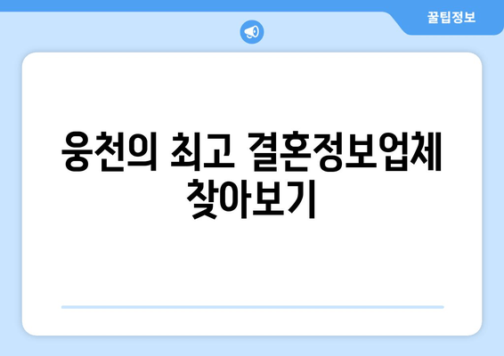 웅천의 최고 결혼정보업체 찾아보기