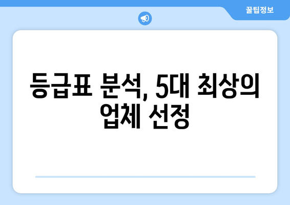 등급표 분석, 5대 최상의 업체 선정