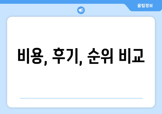 비용, 후기, 순위 비교