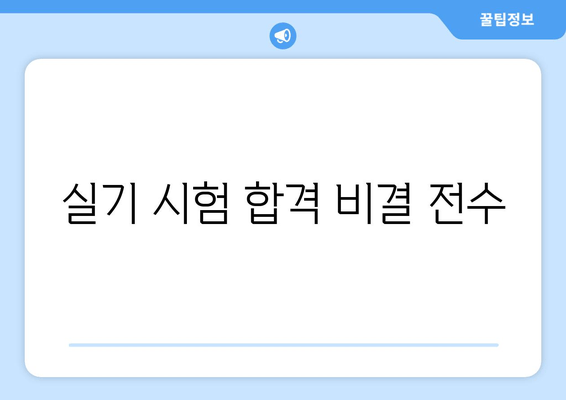 실기 시험 합격 비결 전수