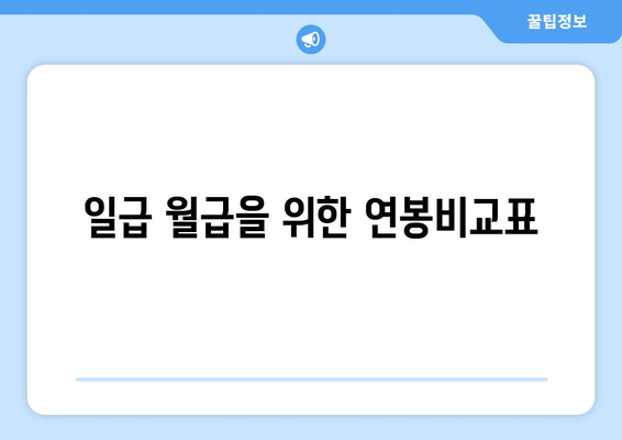 일급 월급을 위한 연봉비교표