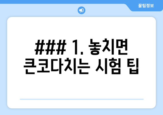 ### 1. 놓치면 큰코다치는 시험 팁