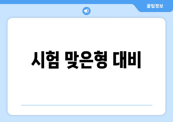 시험 맞은형 대비