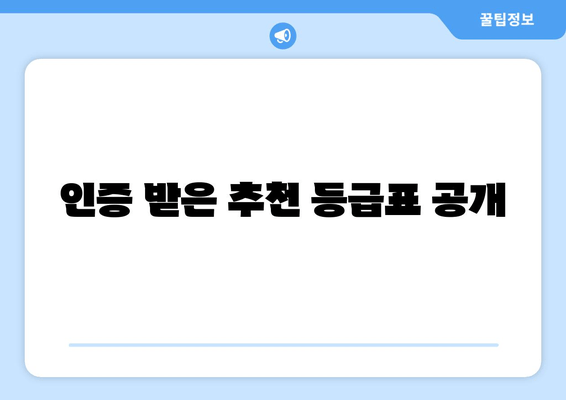 인증 받은 추천 등급표 공개