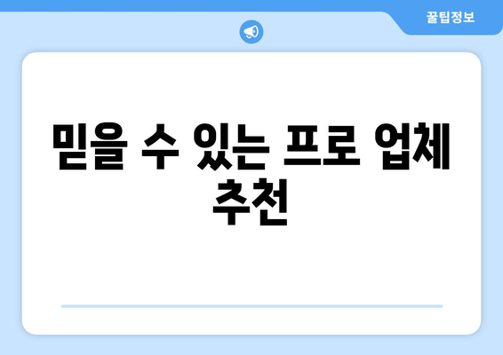 믿을 수 있는 프로 업체 추천