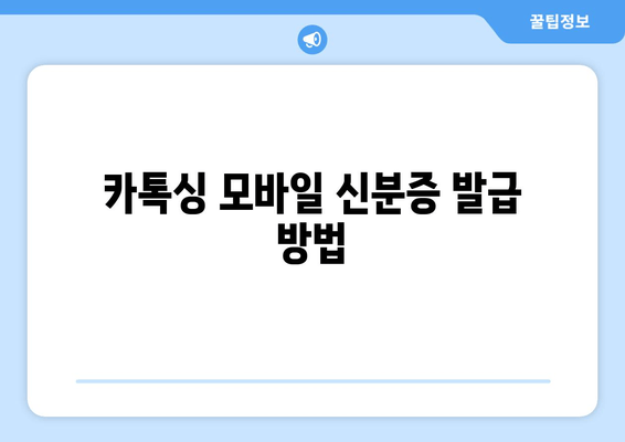 카톡싱 모바일 신분증 발급 방법