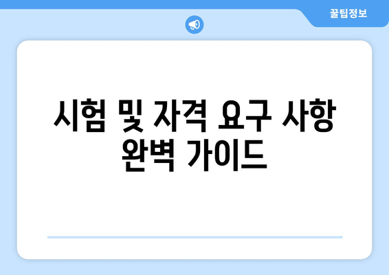 시험 및 자격 요구 사항 완벽 가이드