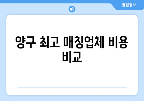 양구 최고 매칭업체 비용 비교