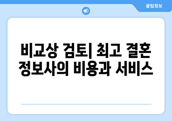 비교상 검토| 최고 결혼 정보사의 비용과 서비스