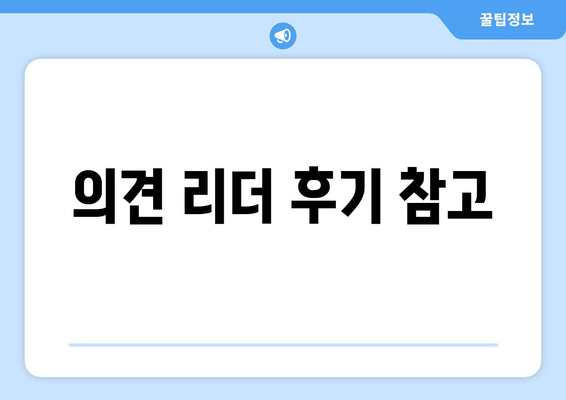 의견 리더 후기 참고