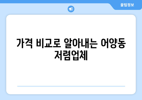 가격 비교로 알아내는 어양동 저렴업체