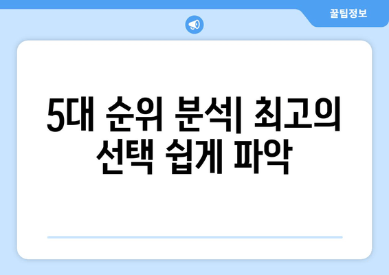 5대 순위 분석| 최고의 선택 쉽게 파악