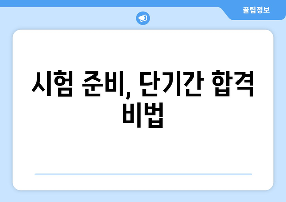 시험 준비, 단기간 합격 비법