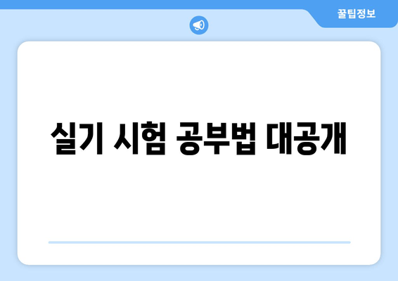 실기 시험 공부법 대공개