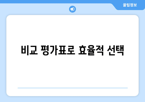 비교 평가표로 효율적 선택