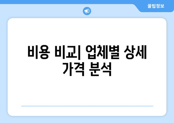 비용 비교| 업체별 상세 가격 분석