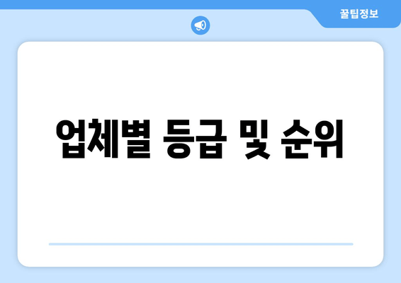 업체별 등급 및 순위