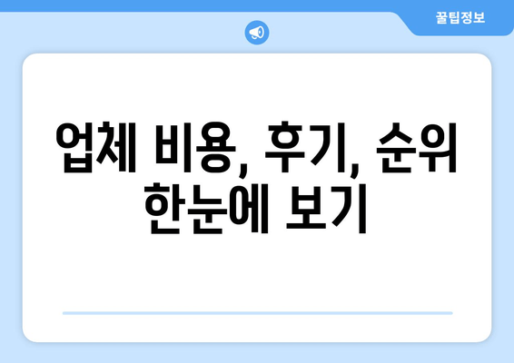 업체 비용, 후기, 순위 한눈에 보기