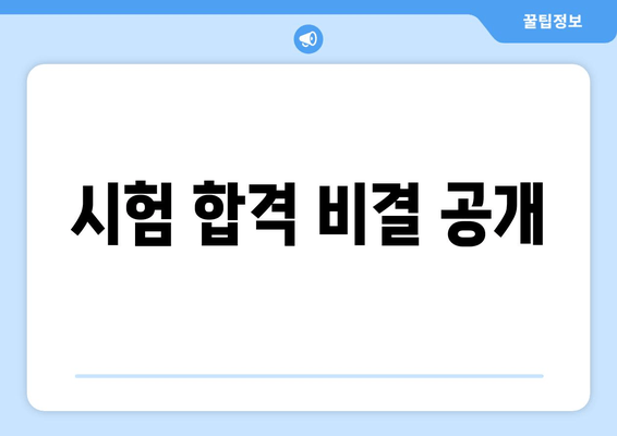 시험 합격 비결 공개