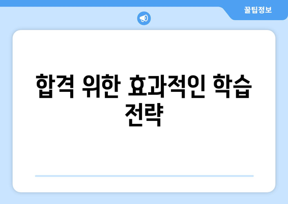 합격 위한 효과적인 학습 전략