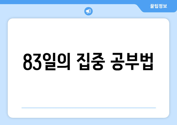 83일의 집중 공부법