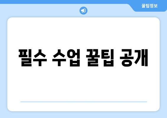 필수 수업 꿀팁 공개