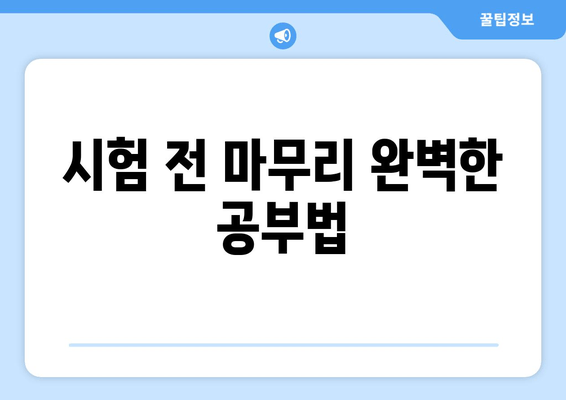 시험 전 마무리 완벽한 공부법