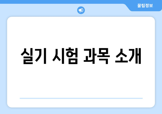 실기 시험 과목 소개