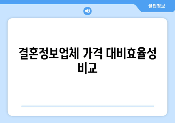 결혼정보업체 가격 대비효율성 비교