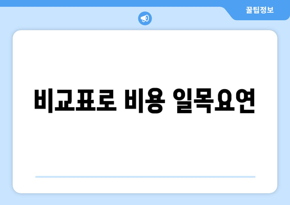 비교표로 비용 일목요연