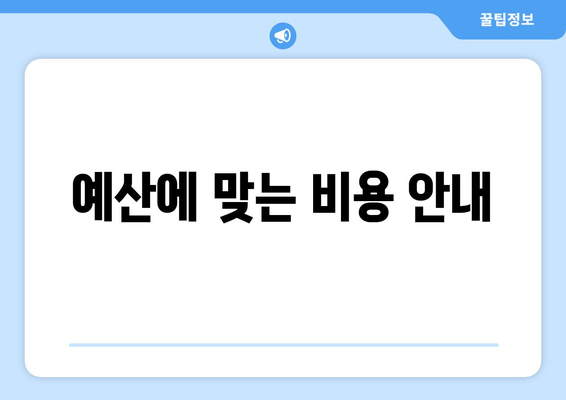 예산에 맞는 비용 안내