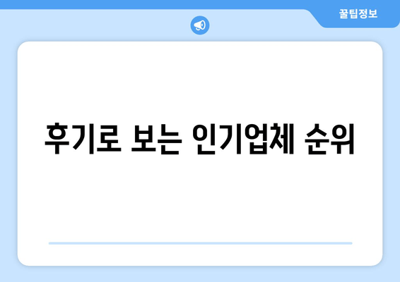 후기로 보는 인기업체 순위