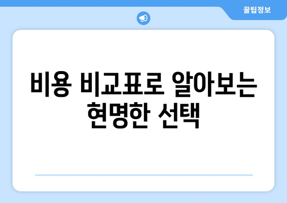 비용 비교표로 알아보는 현명한 선택