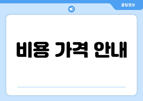 비용 가격 안내