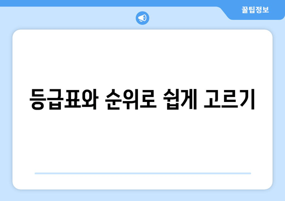 등급표와 순위로 쉽게 고르기