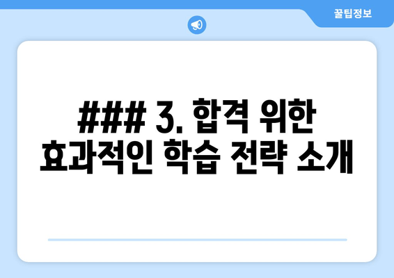 ### 3. 합격 위한 효과적인 학습 전략 소개