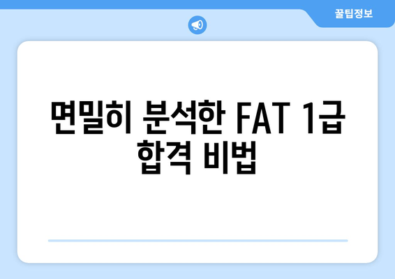 면밀히 분석한 FAT 1급 합격 비법