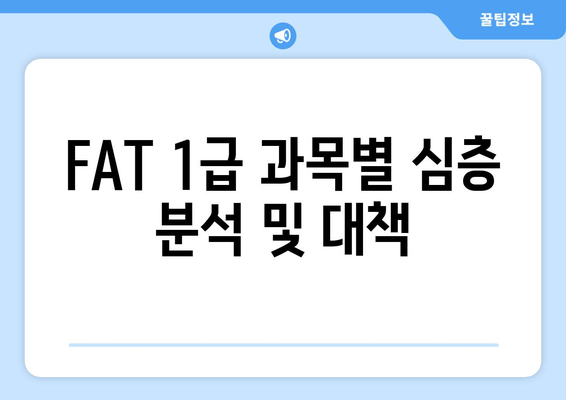 FAT 1급 과목별 심층 분석 및 대책