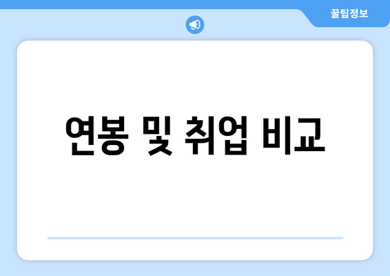 연봉 및 취업 비교