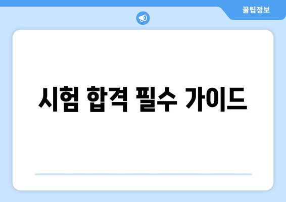 시험 합격 필수 가이드