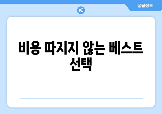 비용 따지지 않는 베스트 선택