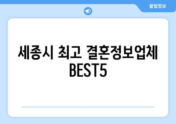 세종시 최고 결혼정보업체 BEST5