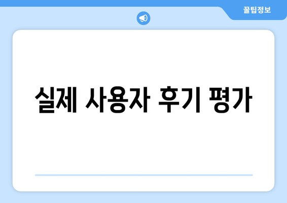 실제 사용자 후기 평가