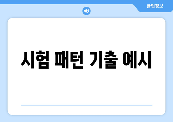 시험 패턴 기출 예시