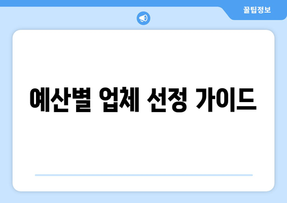 예산별 업체 선정 가이드