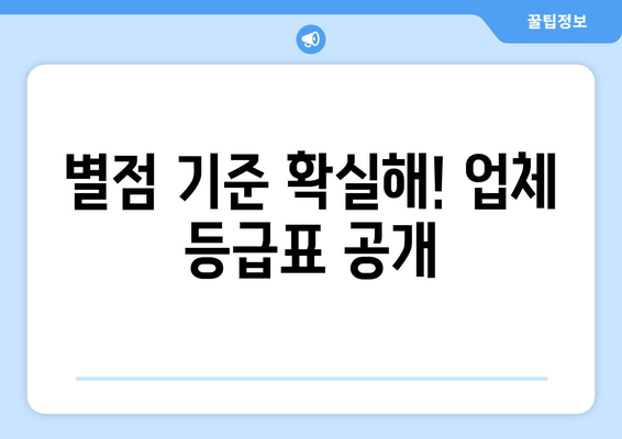 별점 기준 확실해! 업체 등급표 공개