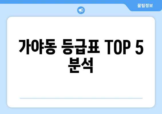 가야동 등급표 TOP 5 분석