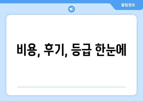 비용, 후기, 등급 한눈에