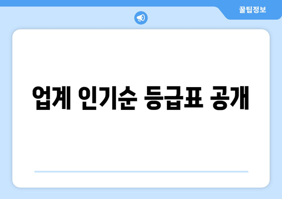 업계 인기순 등급표 공개