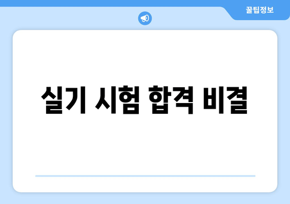 실기 시험 합격 비결